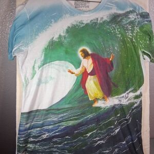 Graphic T-Shirt with Jesus Walking on Water